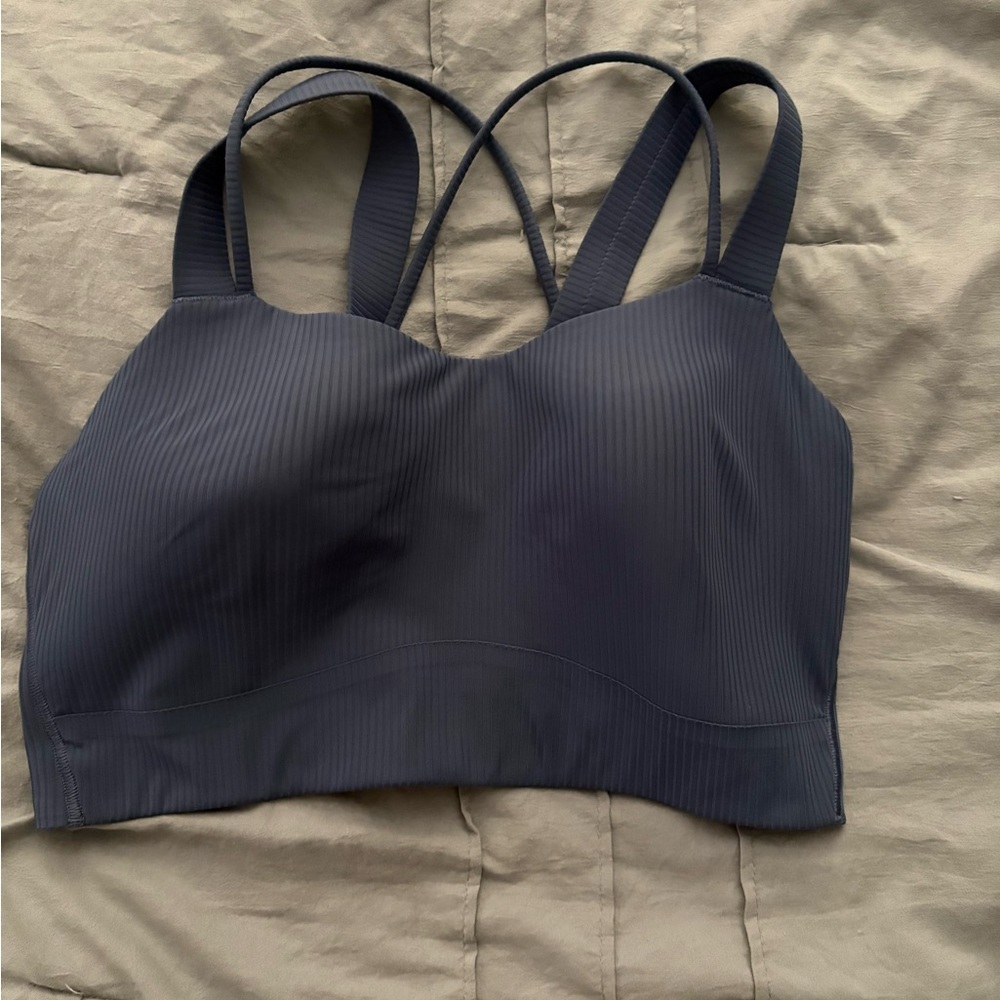 Lululemon Like a Cloud Longline Ribbed Sports Bra- Blue Twill